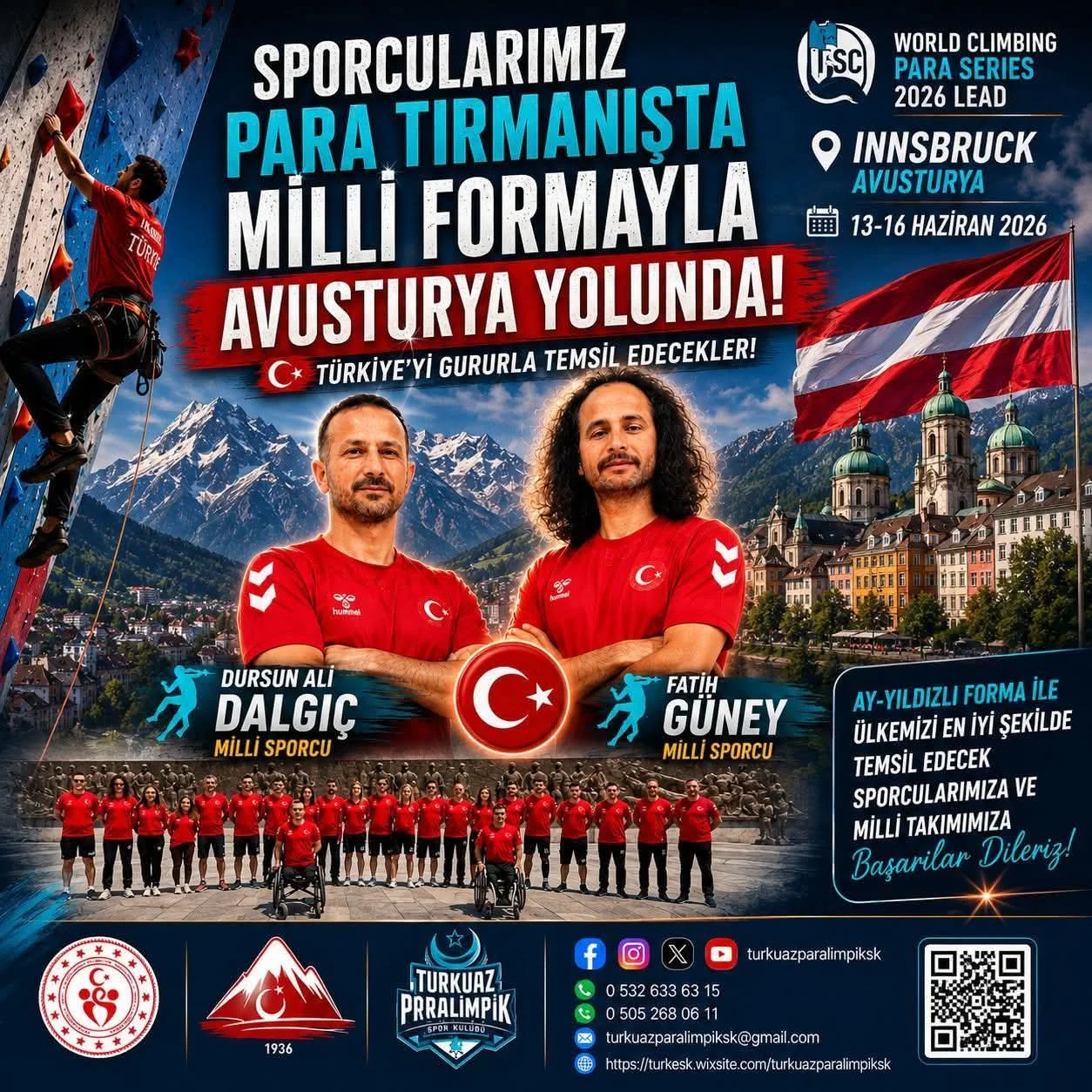 Sporcularımız Para Tırmanışta Milli Formayla Avusturya Yolunda Türkiye’yi Gururla Temsil Edecekler